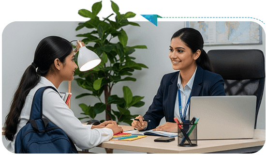 Study Abroad Consultant in Kerala guiding a student with overseas education opportunities during a counseling session.